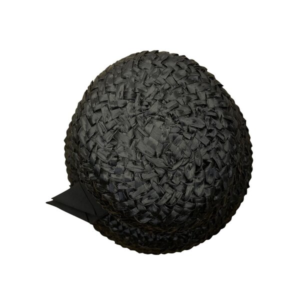 Vintage Amy NY Womens Black Straw Hat Woven Design Medium Julius Garfinkel & Co - Picture 6 of 10